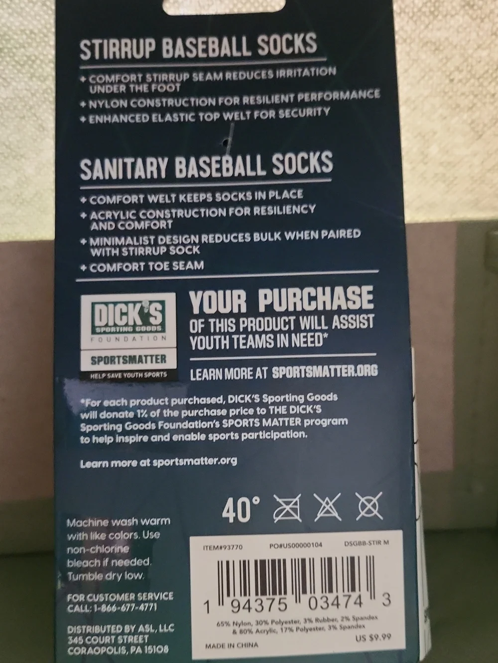 DSG Stirrup + Sanitary Baseball Socks - Royal Blue & White Size M